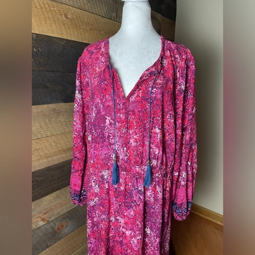 FRYE AND CO Pink Floral Tie Front Sundress, Size XXL
